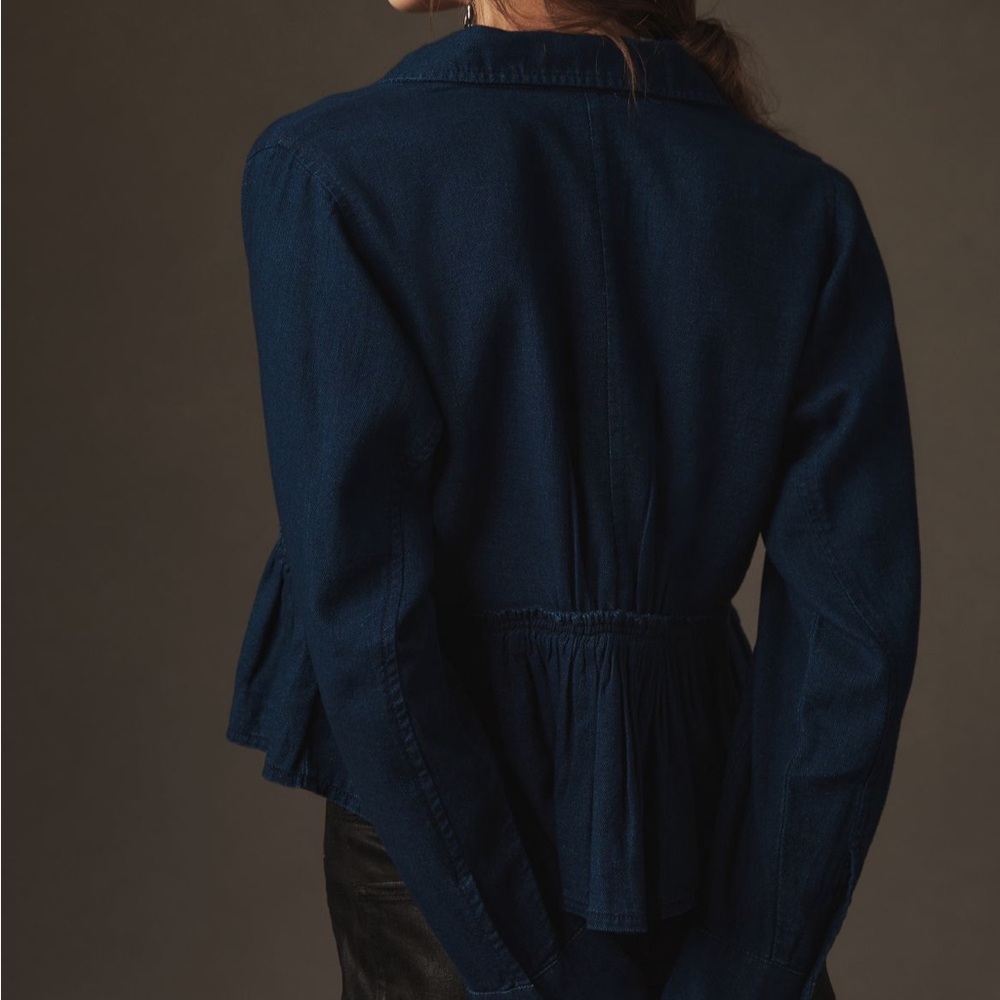 Pilcro Reworked Babydoll Blouse Chambray Jacket Lightweight Feminine - Picture 11 of 12